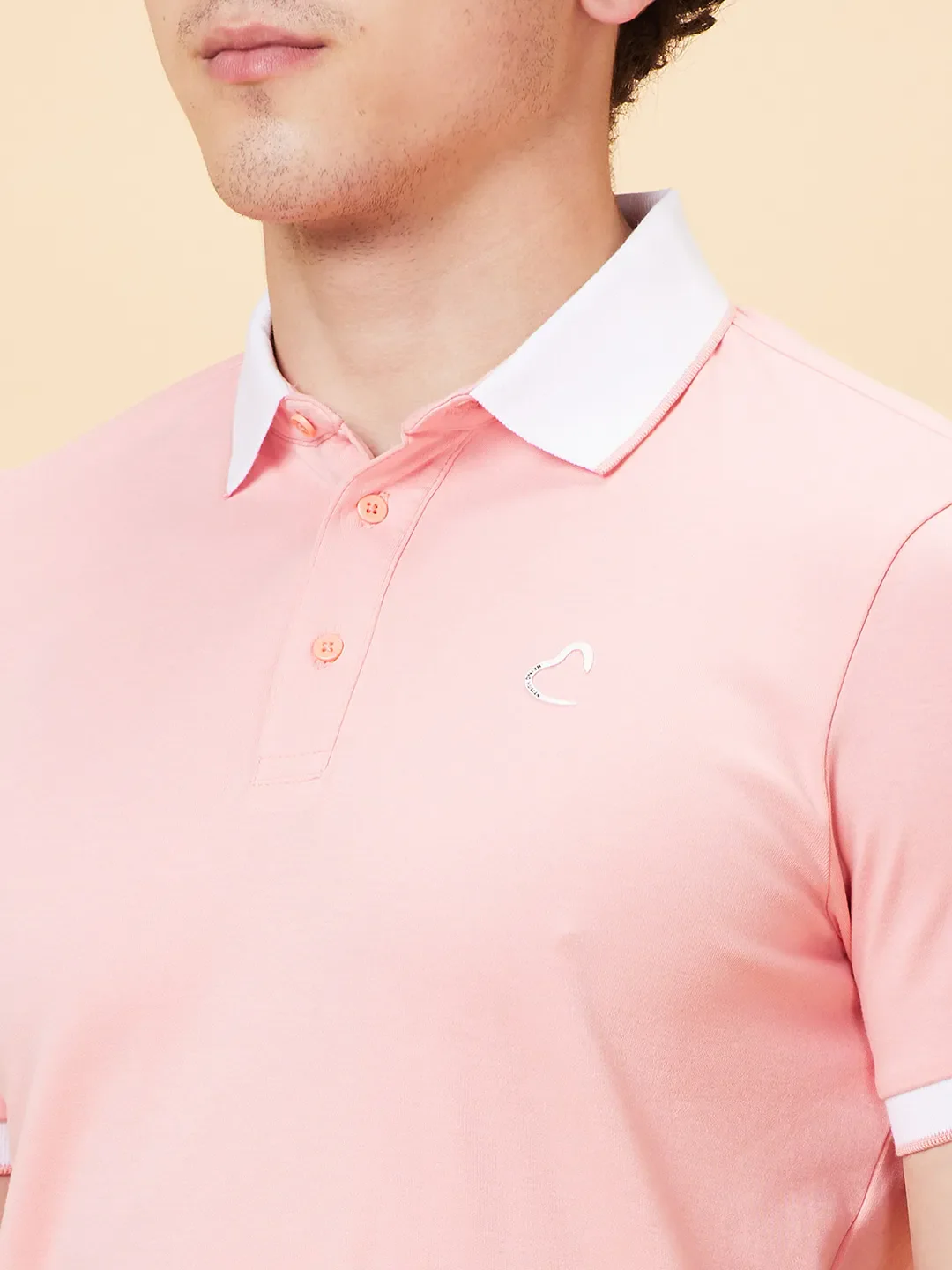 Pink Regular Fit Men's Polo T-Shirt by Being Human Clothing - Image 5