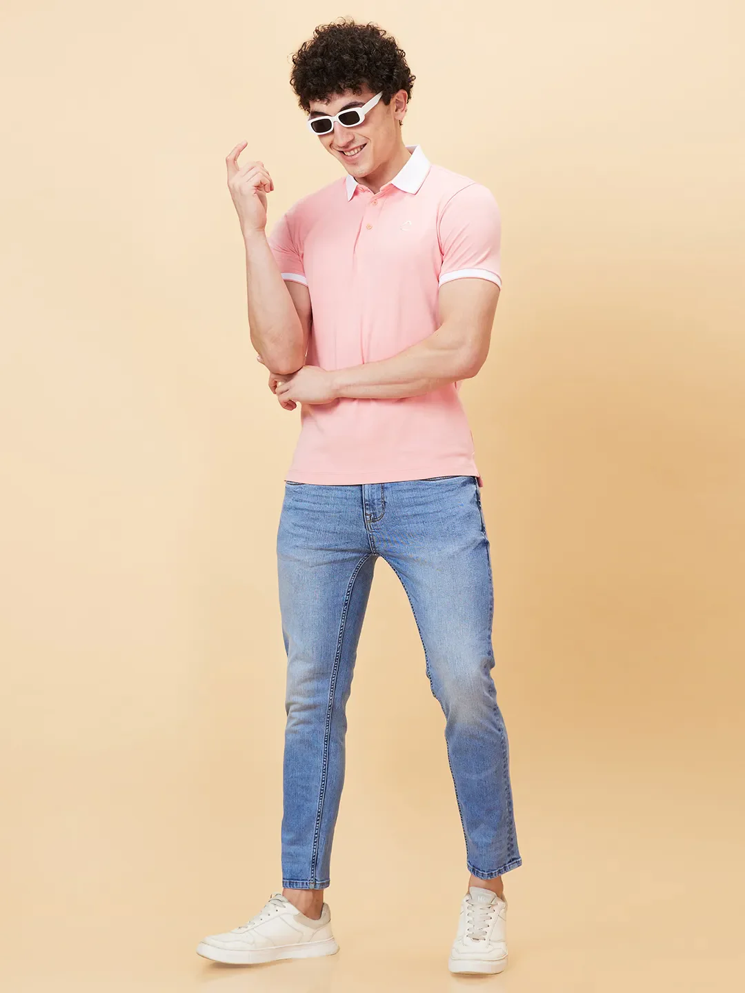 Pink Regular Fit Men's Polo T-Shirt by Being Human Clothing - Image 6