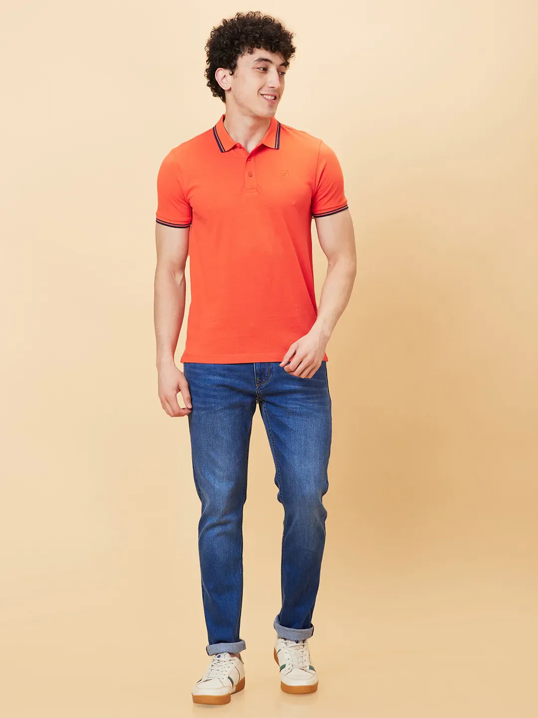 Orange Regular Fit Men's Polo T-Shirt by Being Human Clothing - Image 2