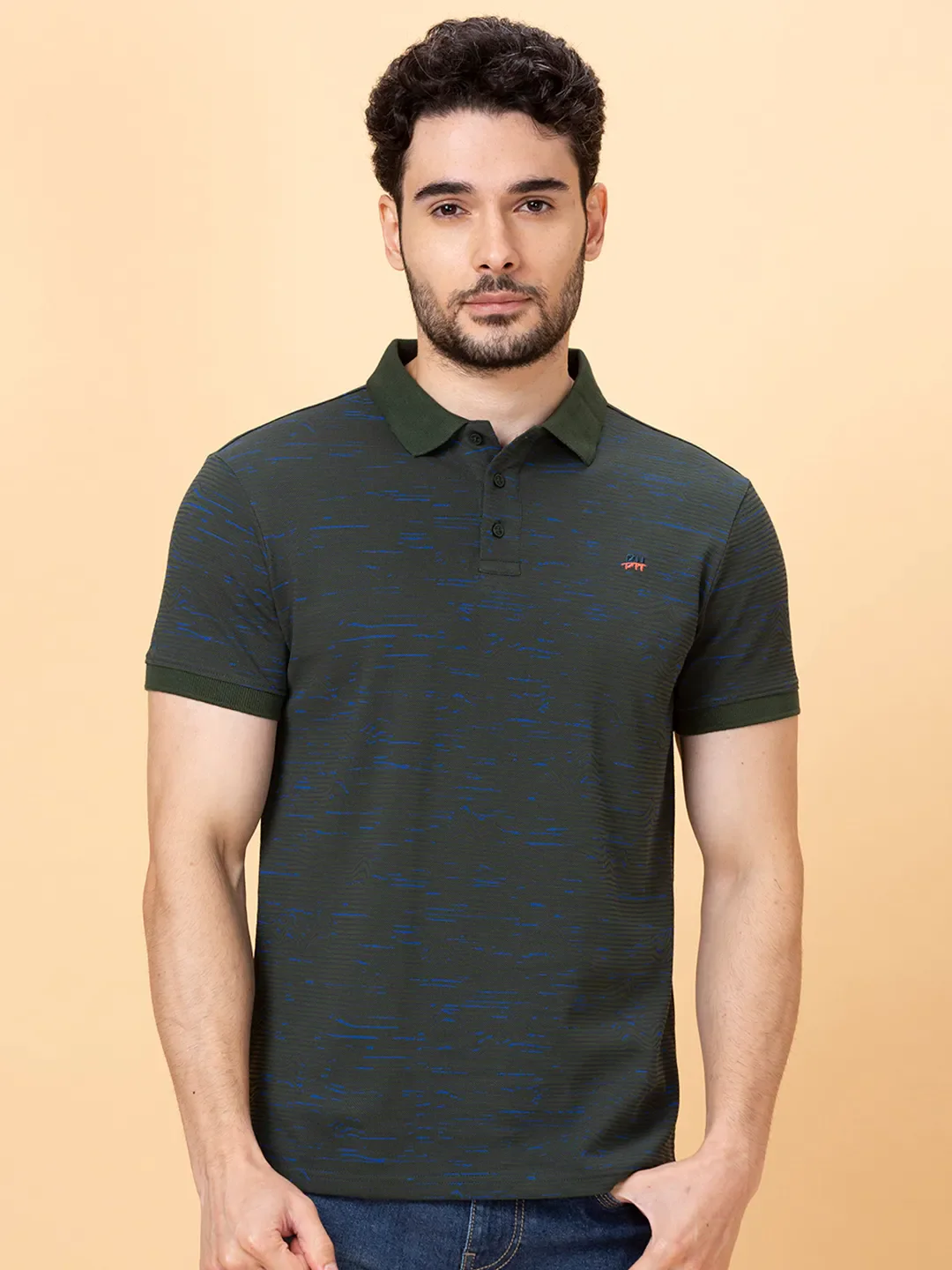 Forest Green Regular Fit Men's Polo T-shirt by Being Human Clothing
