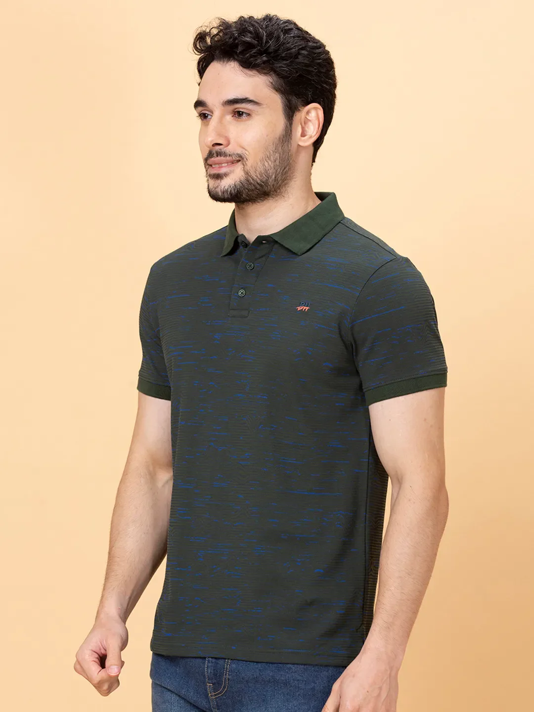 Forest Green Regular Fit Men's Polo T-shirt by Being Human Clothing - Image 4
