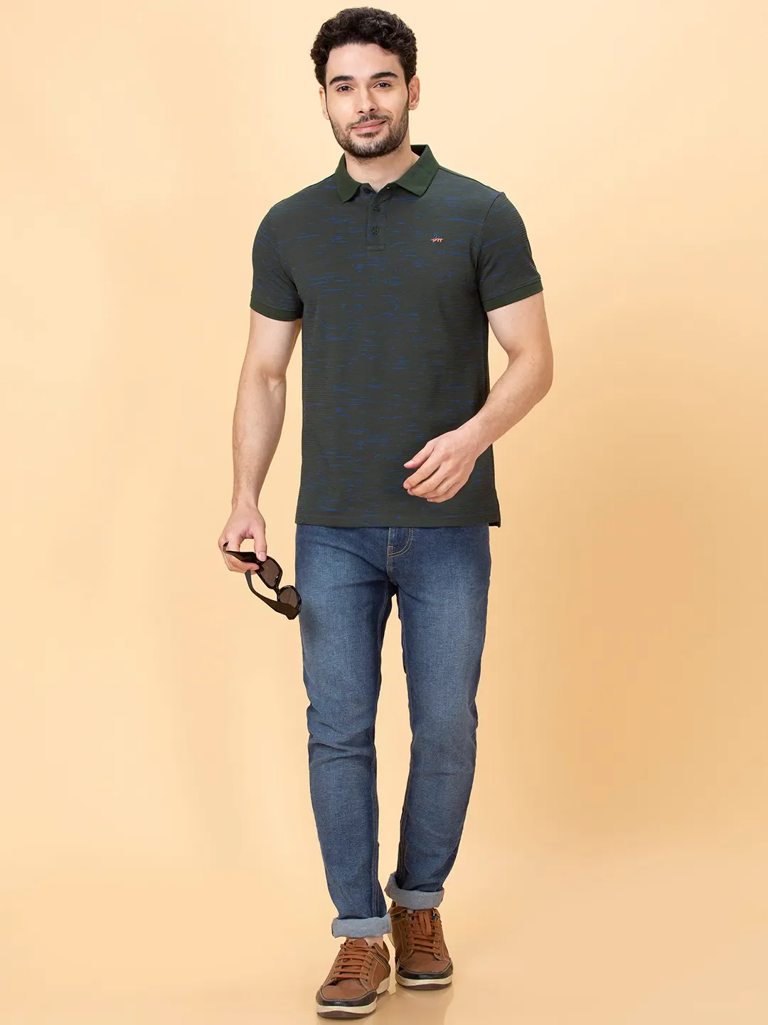 Forest Green Regular Fit Men's Polo T-shirt by Being Human Clothing - Image 6