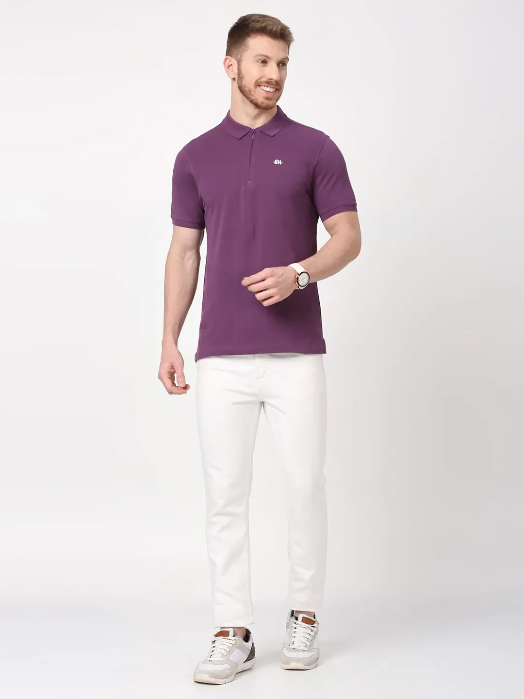 Green Regular Fit Men's Polo T-Shirt by Being Human Clothing