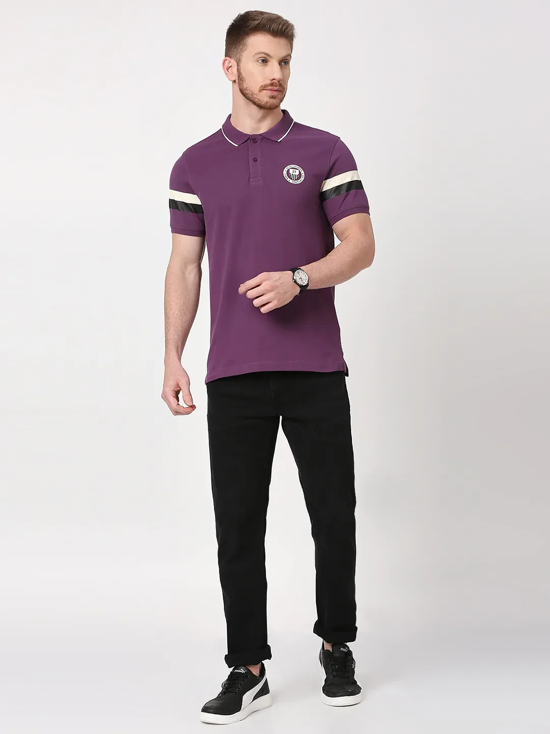 Grape Regular Fit Men's Polo T-Shirt by Being Human Clothing