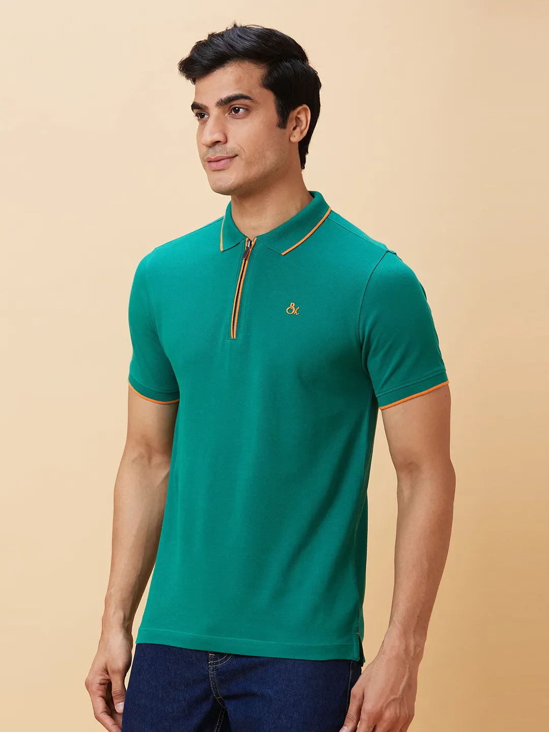 Green Regular Fit Men's Polo T-Shirt by Being Human Clothing - Image 3
