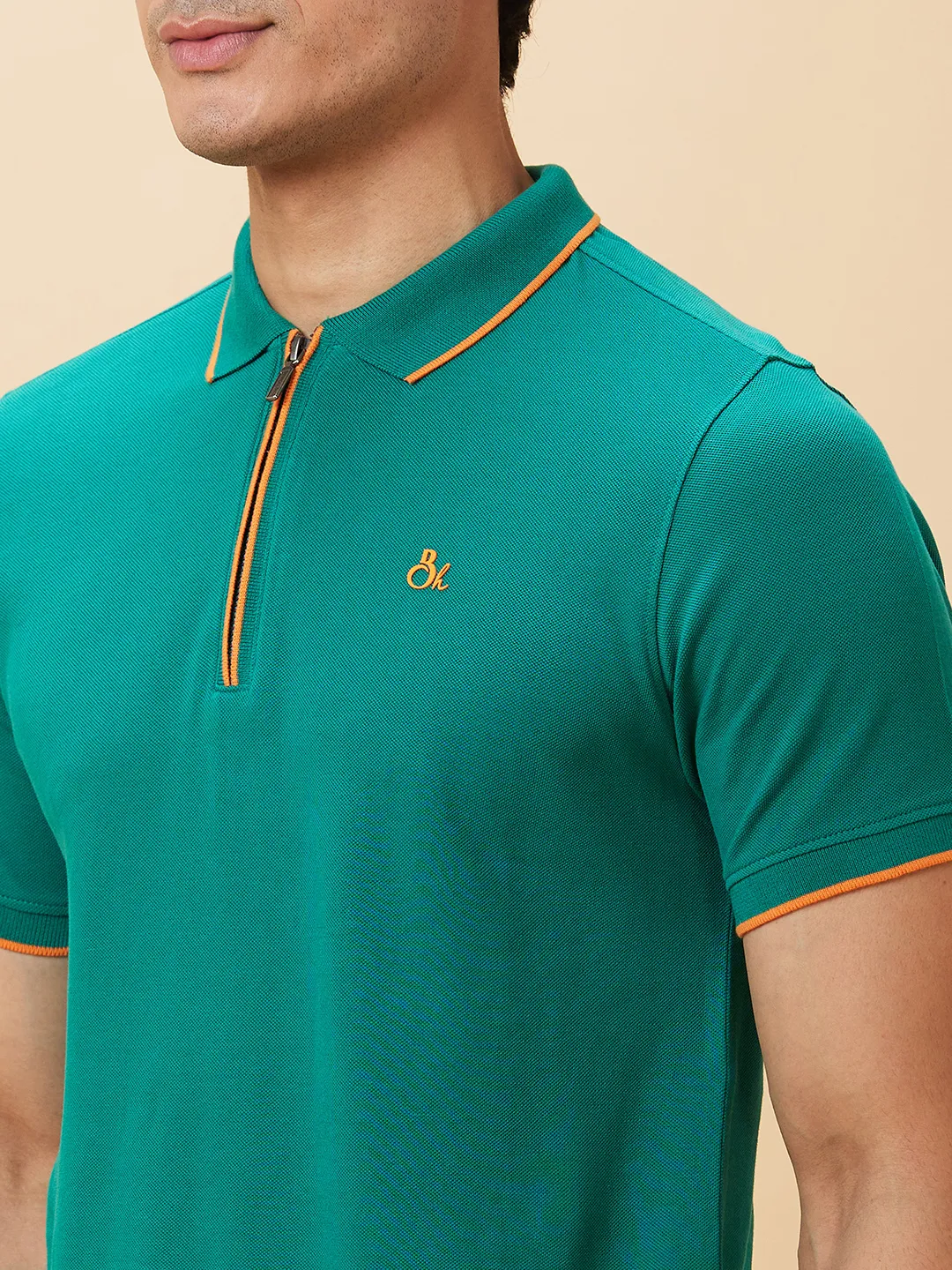 Green Regular Fit Men's Polo T-Shirt by Being Human Clothing - Image 4