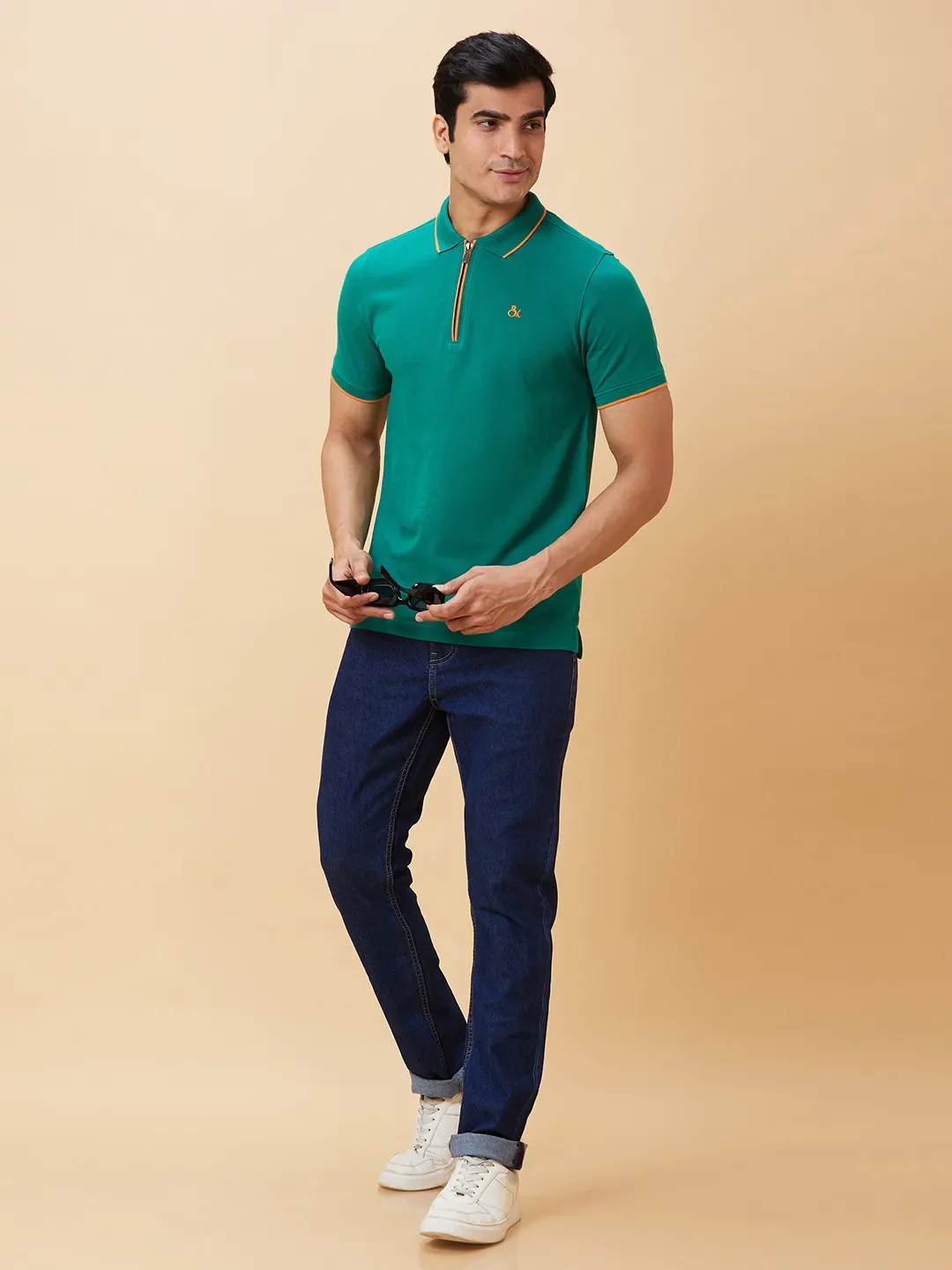 Green Regular Fit Men's Polo T-Shirt by Being Human Clothing - Image 5