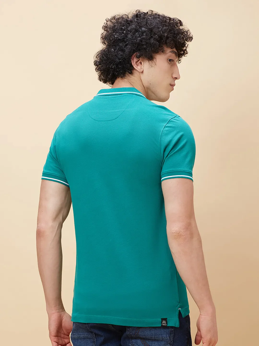 Green Regular Fit Men's Polo T-Shirt by Being Human Clothing - Image 3