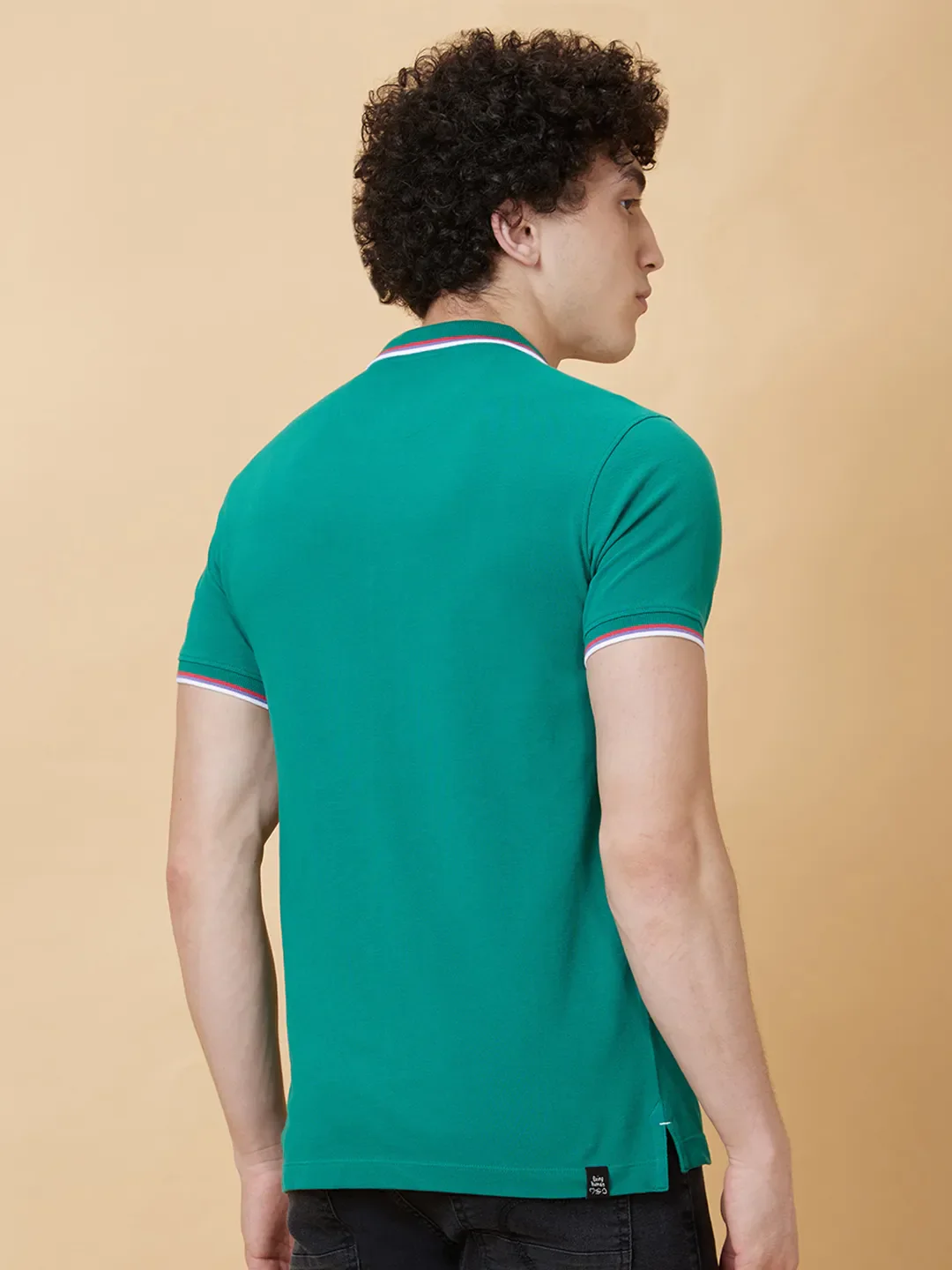 Green Regular Fit Men's Polo T-Shirt by Being Human Clothing - Image 2