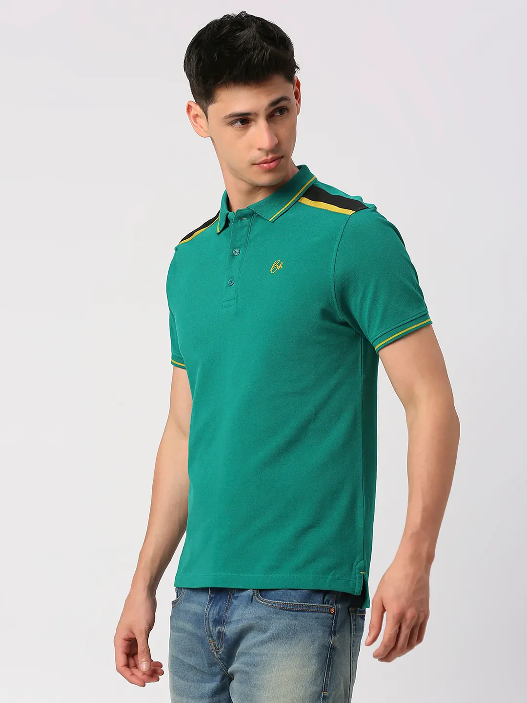 Green Regular Fit Men's Polo T-Shirt by Being Human Clothing - Image 2