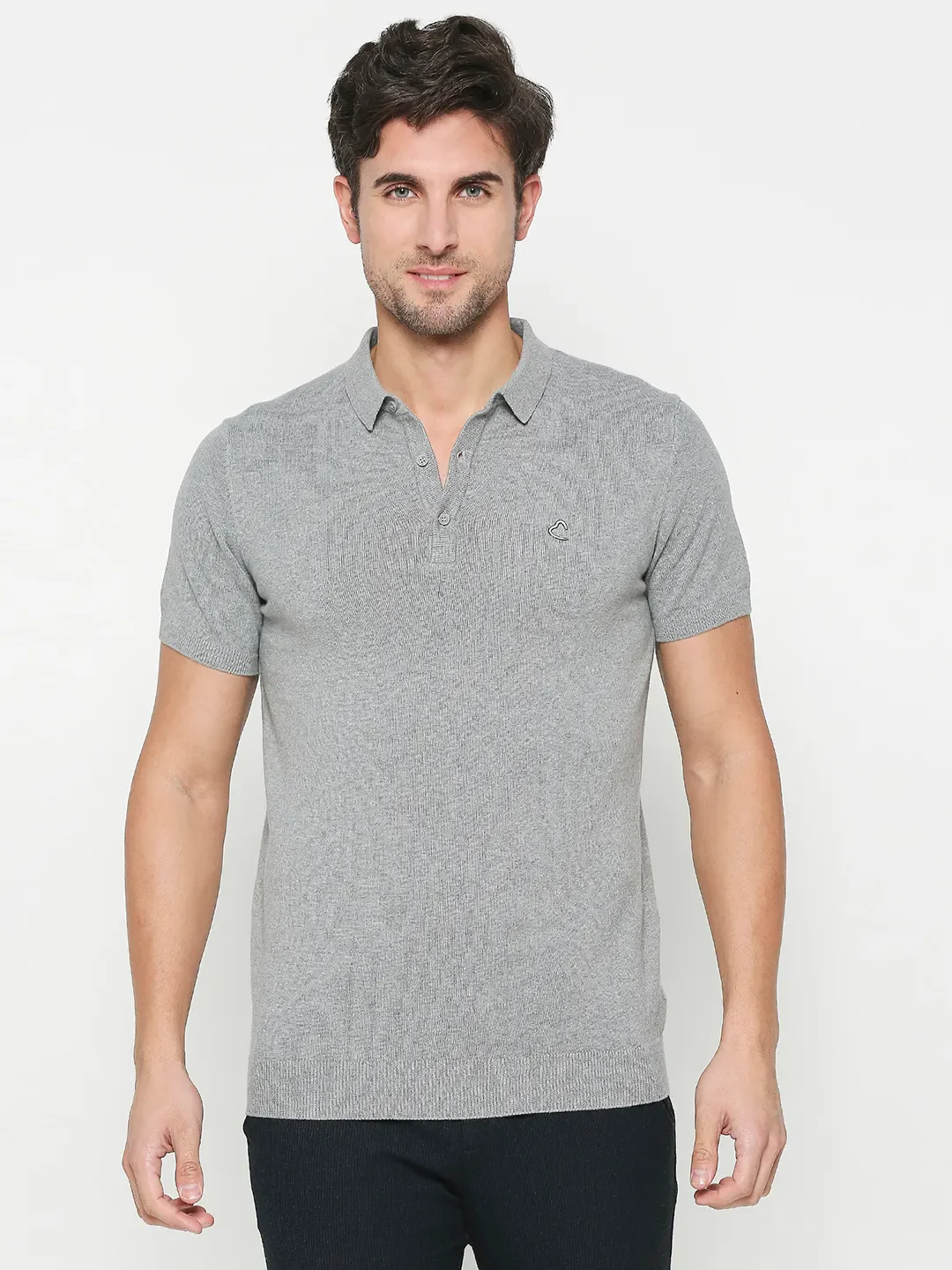Grey Regular Fit Men's Polo T-Shirt by Being Human Clothing