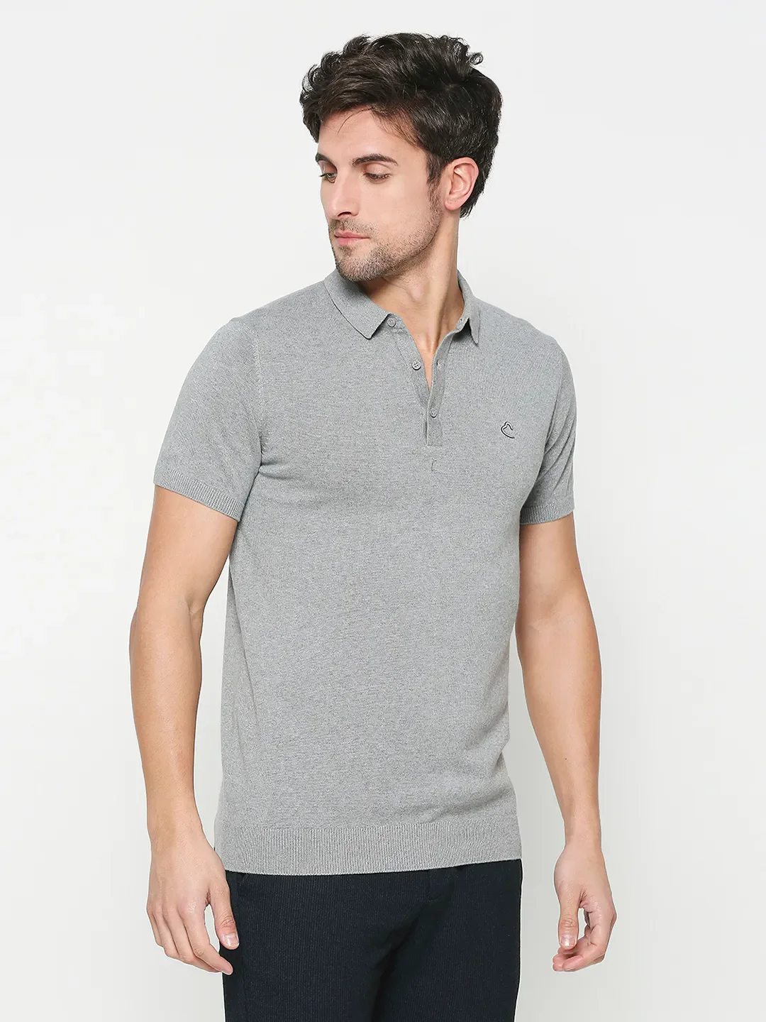 Grey Regular Fit Men's Polo T-Shirt by Being Human Clothing - Image 3