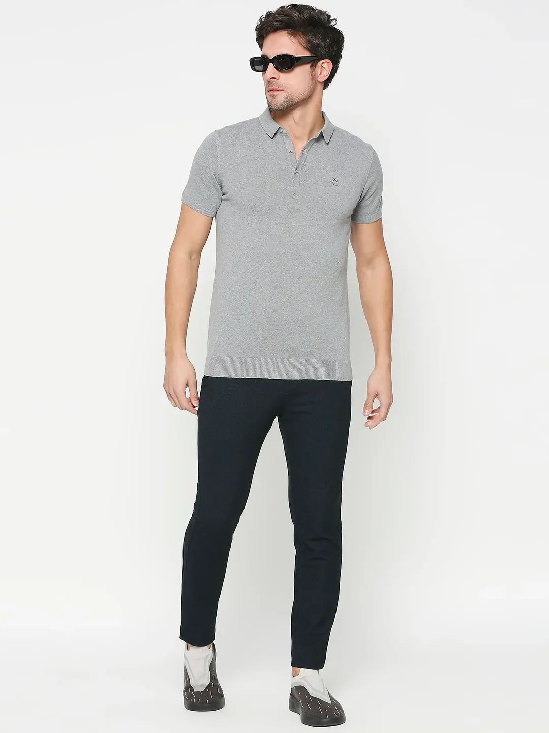 Grey Regular Fit Men's Polo T-Shirt by Being Human Clothing - Image 6