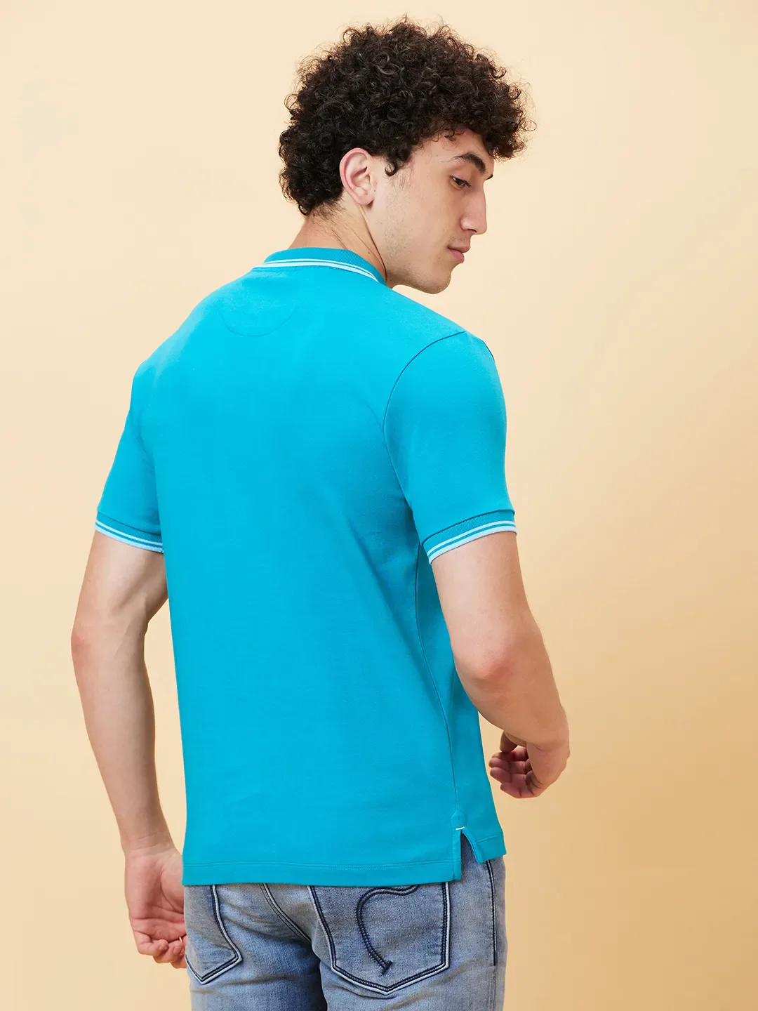 Blue Regular Fit Men's Polo T-Shirt by Being Human Clothing - Image 4