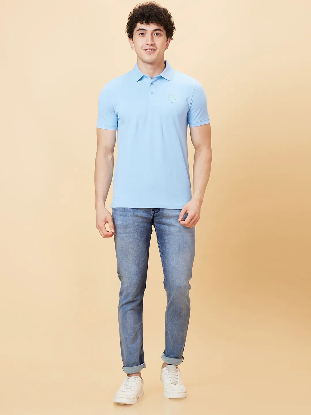 Blue Regular Fit Men's Polo T-Shirt by Being Human Clothing - Image 2