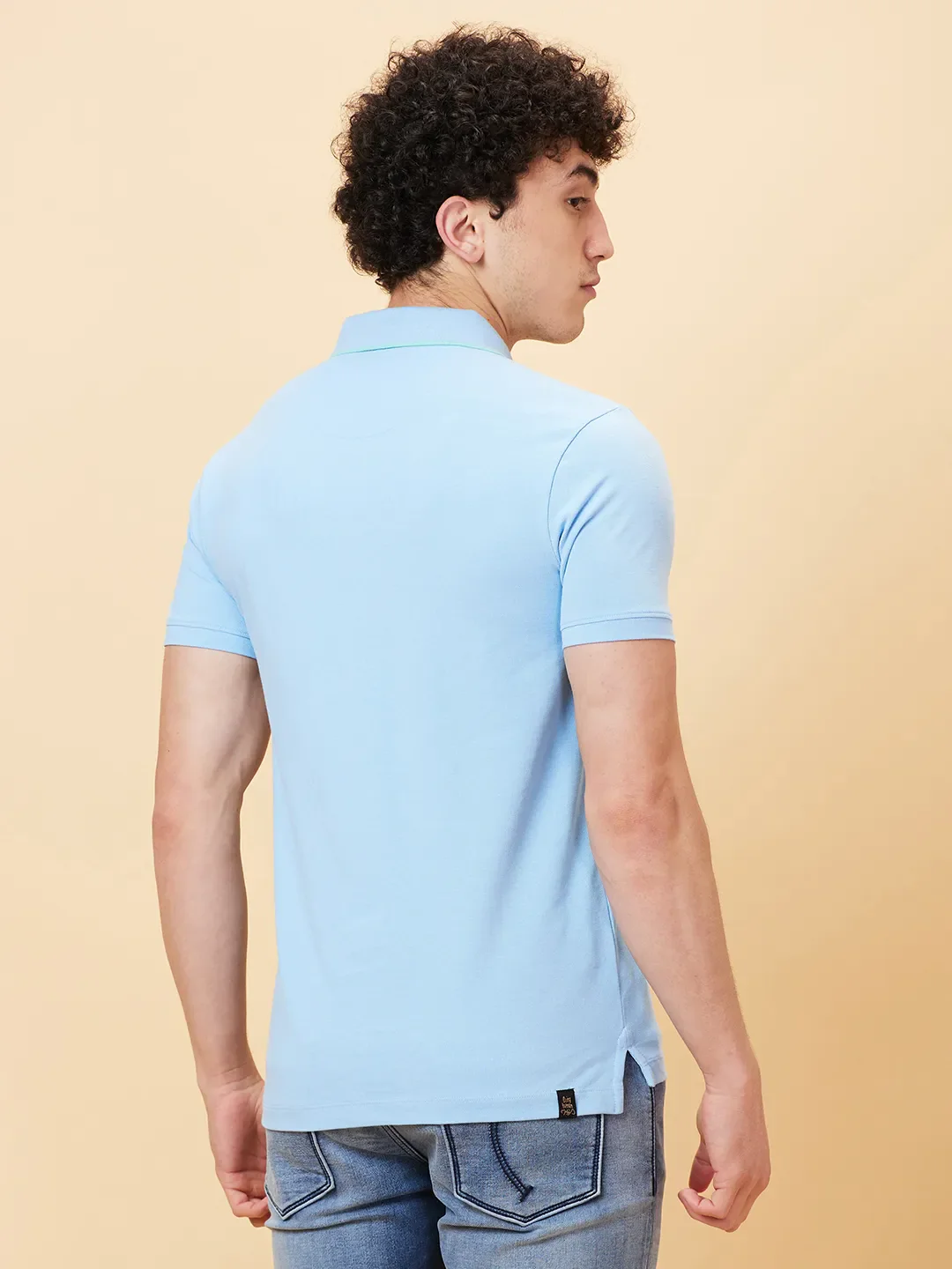 Blue Regular Fit Men's Polo T-Shirt by Being Human Clothing - Image 4
