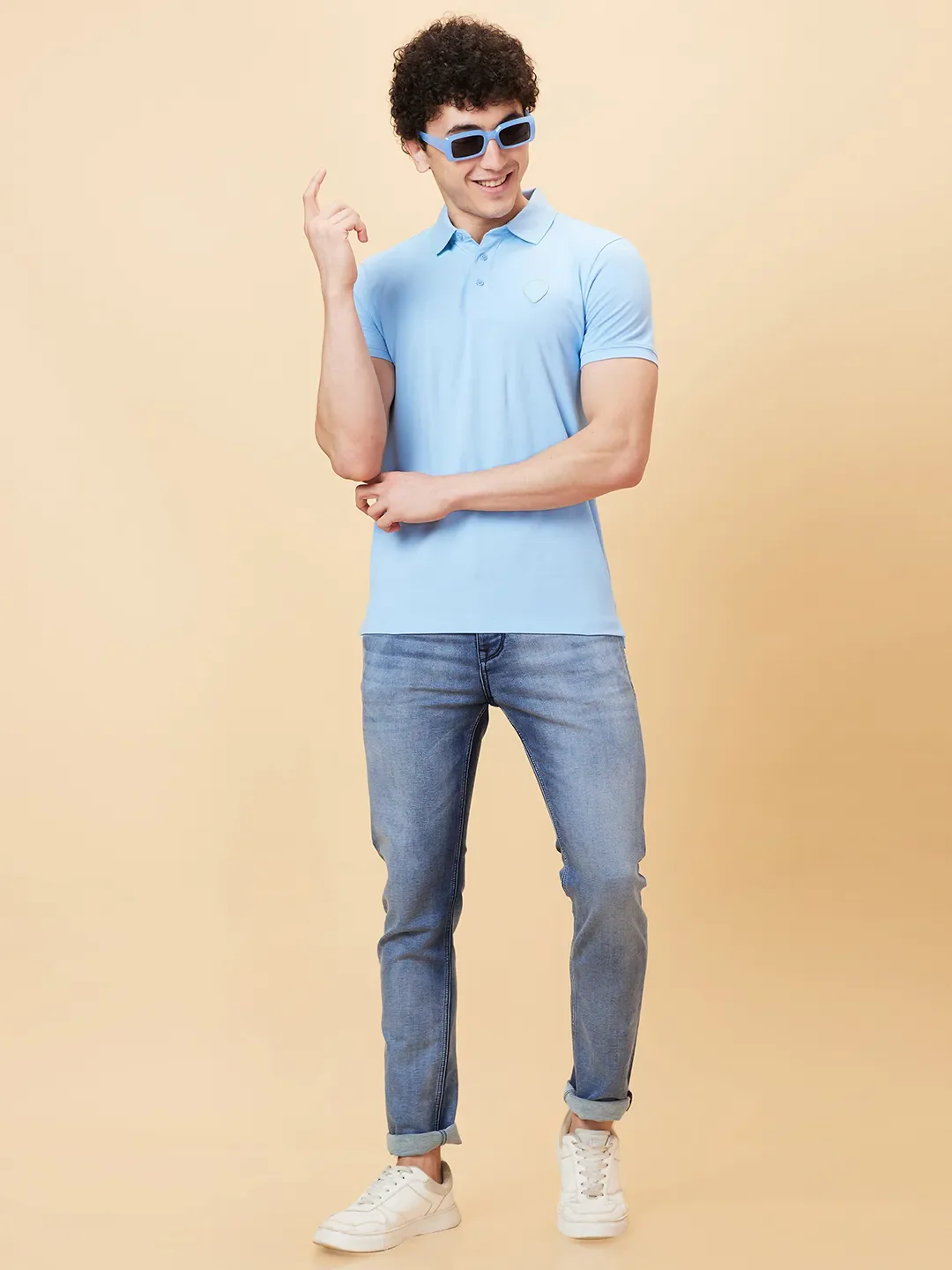 Blue Regular Fit Men's Polo T-Shirt by Being Human Clothing - Image 6
