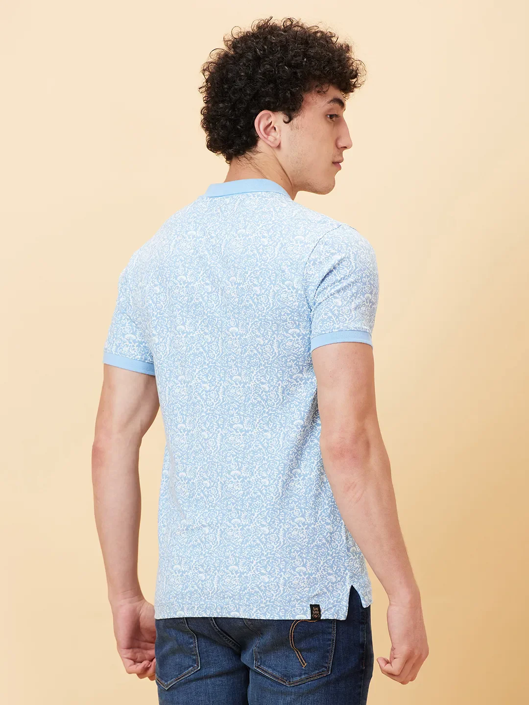 Light Blue Regular Fit Men's Polo T-shirt by Being Human Clothing - Image 4