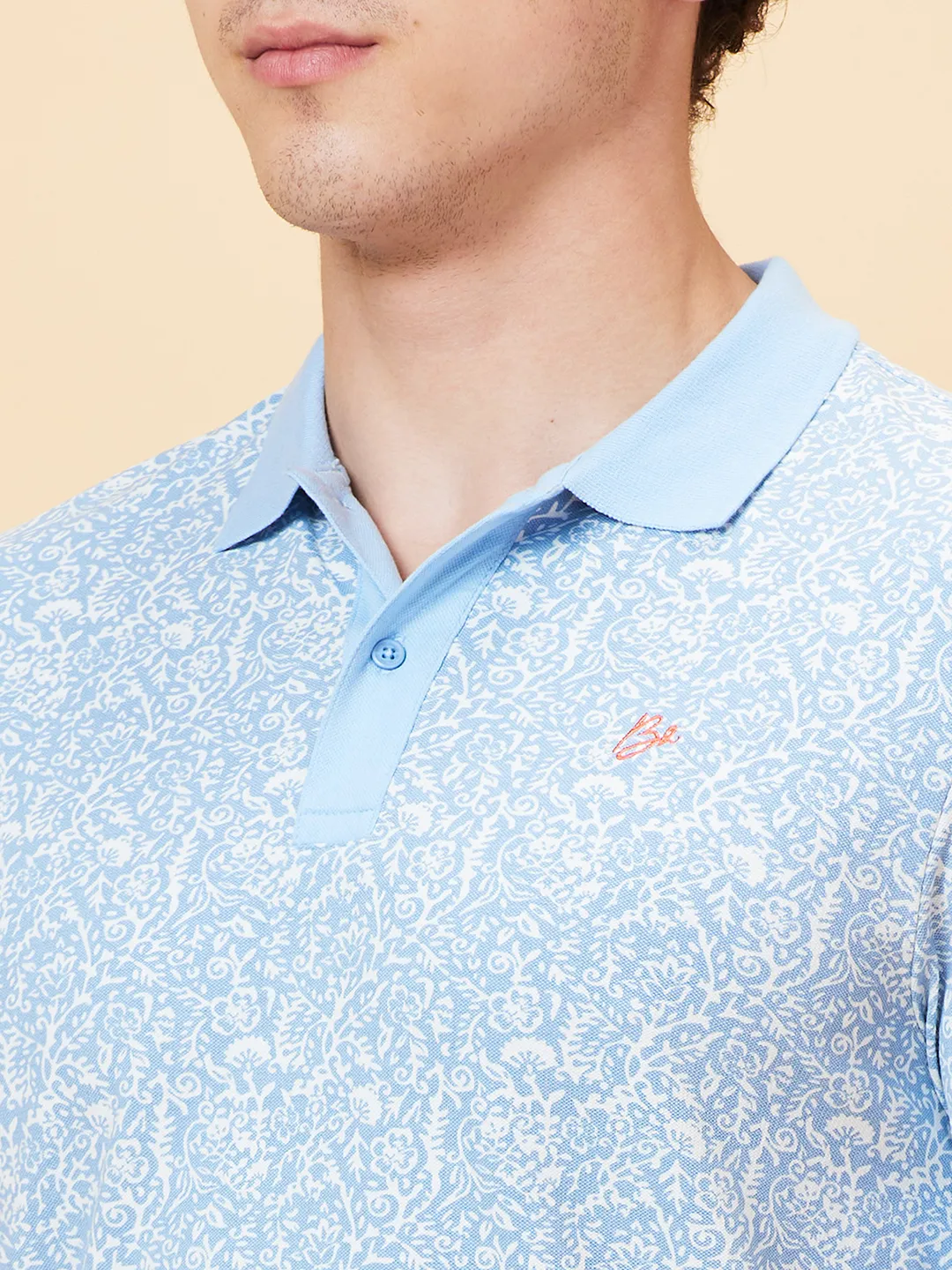 Light Blue Regular Fit Men's Polo T-shirt by Being Human Clothing - Image 5