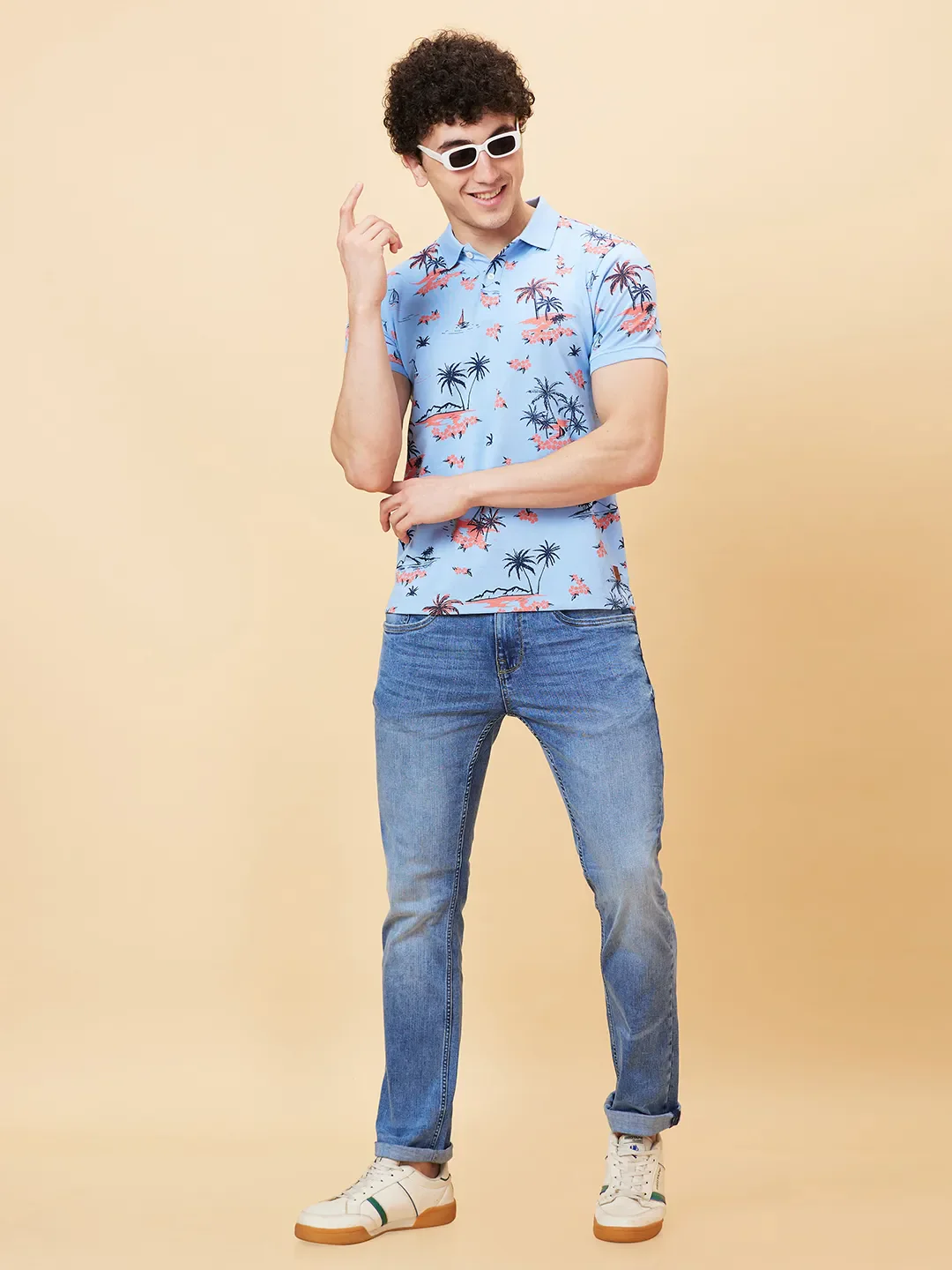Light Blue Regular Fit Men's Polo T-shirt by Being Human Clothing - Image 2