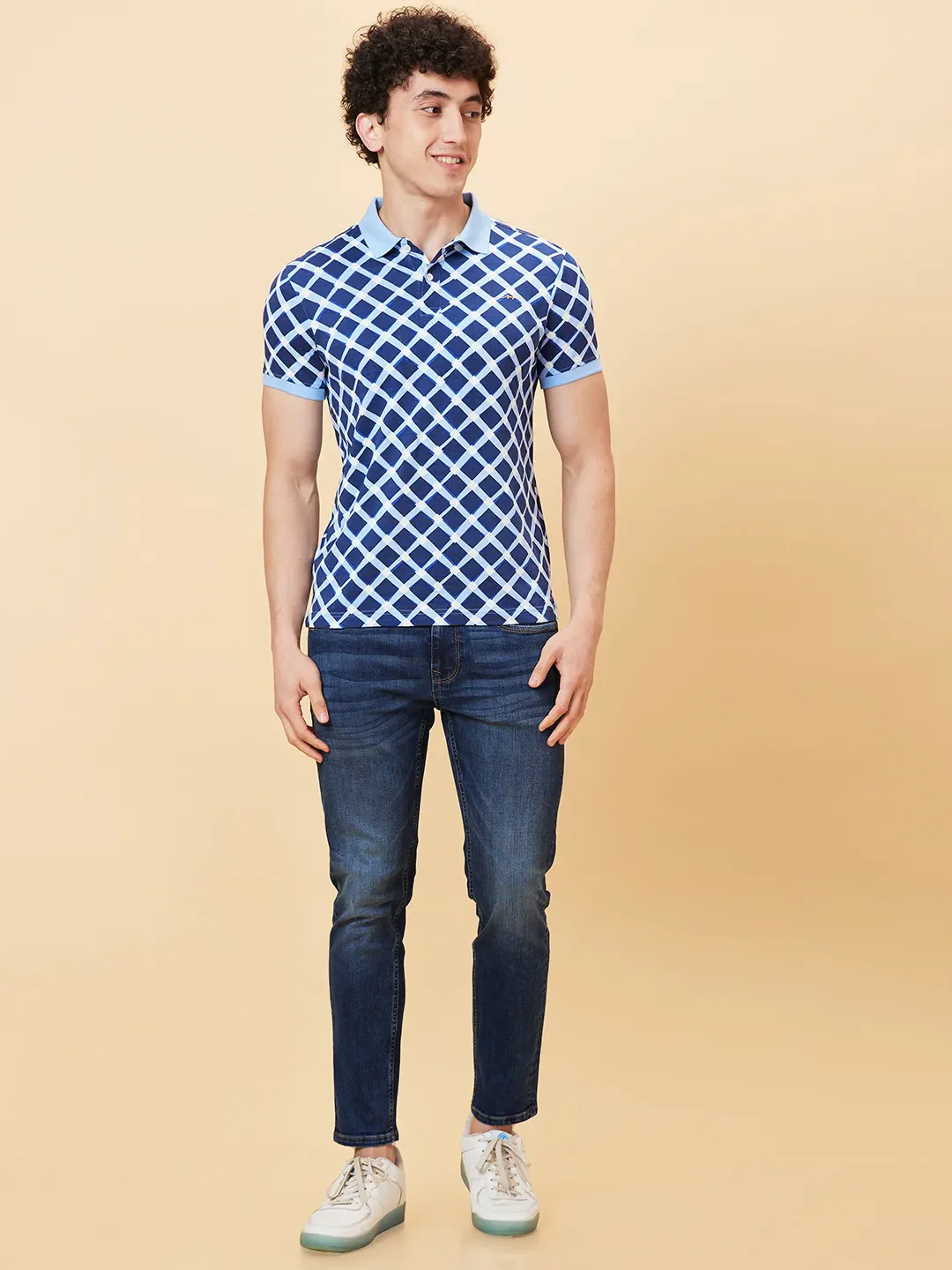 Light Blue Regular Fit Men's Polo T-shirt by Being Human Clothing - Image 2