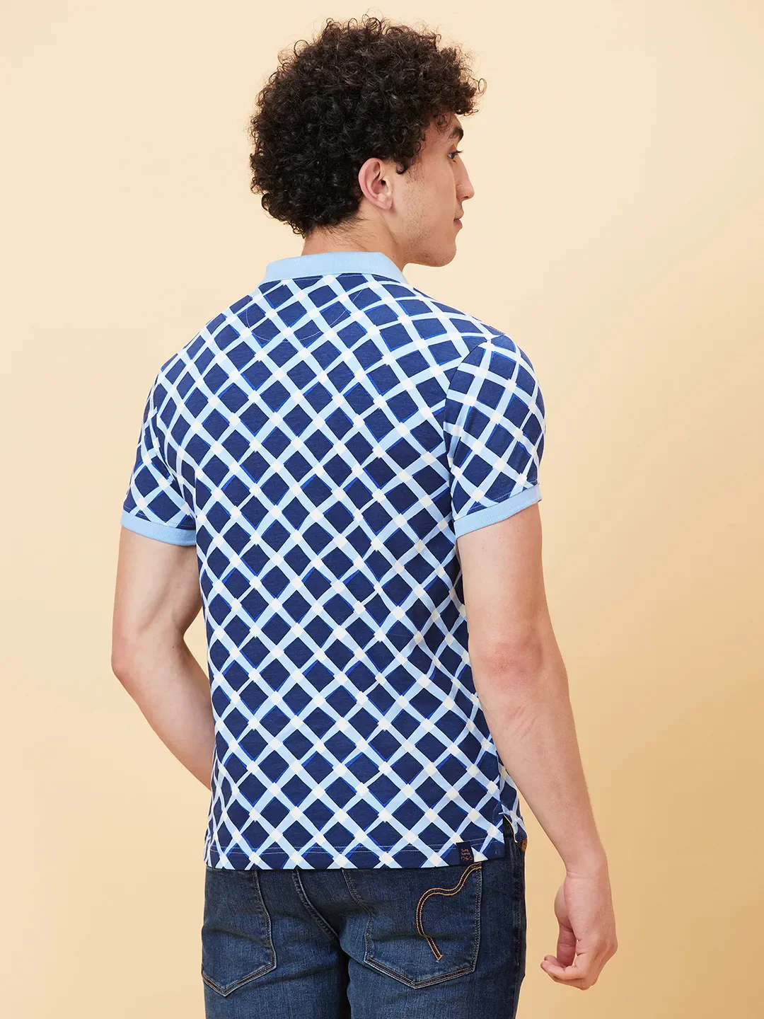 Light Blue Regular Fit Men's Polo T-shirt by Being Human Clothing - Image 4