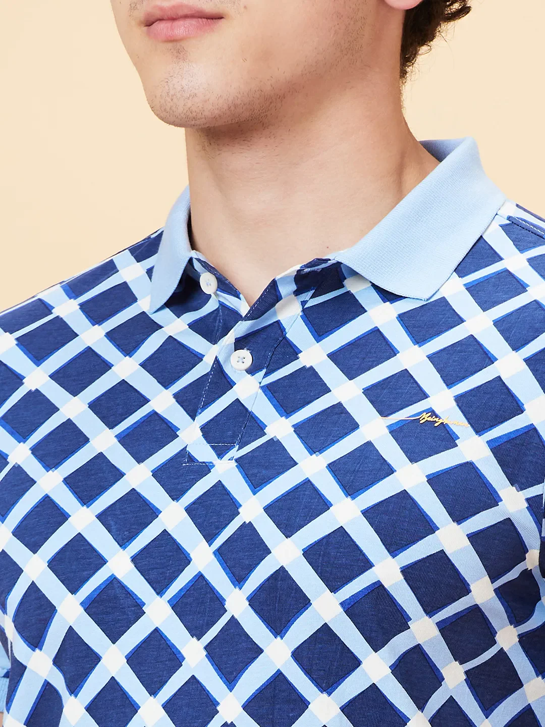 Light Blue Regular Fit Men's Polo T-shirt by Being Human Clothing - Image 5