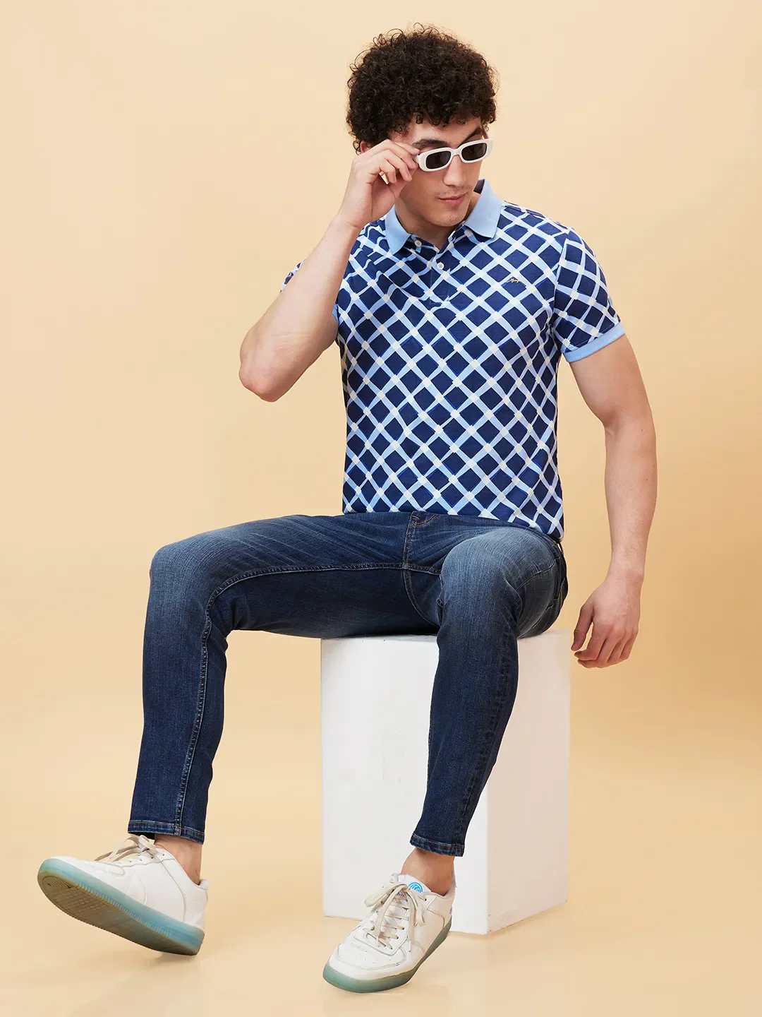 Light Blue Regular Fit Men's Polo T-shirt by Being Human Clothing - Image 6