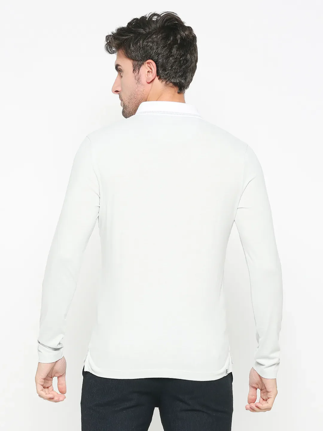 Grey Regular Fit Men's Long Sleeves Polo T-Shirt by Being Human Clothing - Image 4