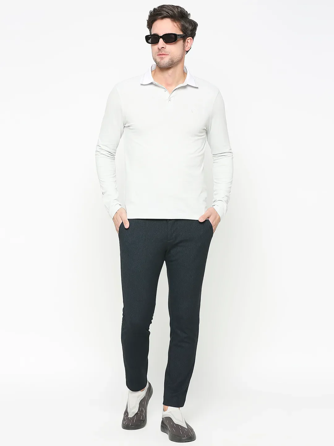 Grey Regular Fit Men's Long Sleeves Polo T-Shirt by Being Human Clothing - Image 6