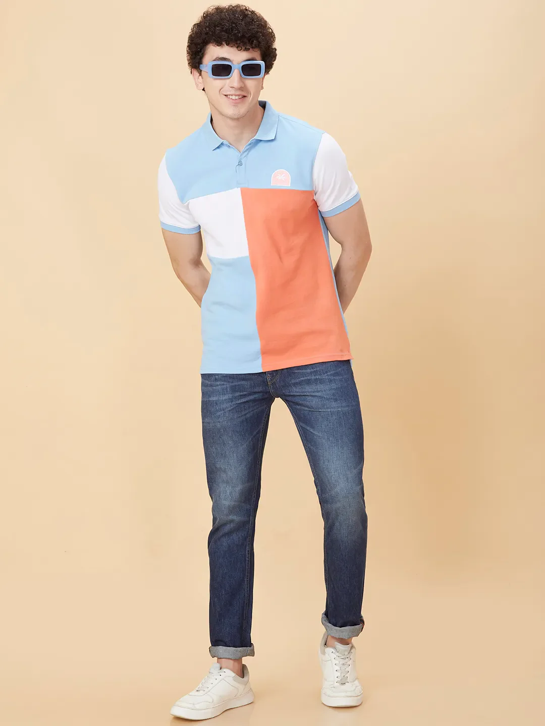 Blue Regular Fit Men's Polo T-Shirt by Being Human Clothing - Image 6