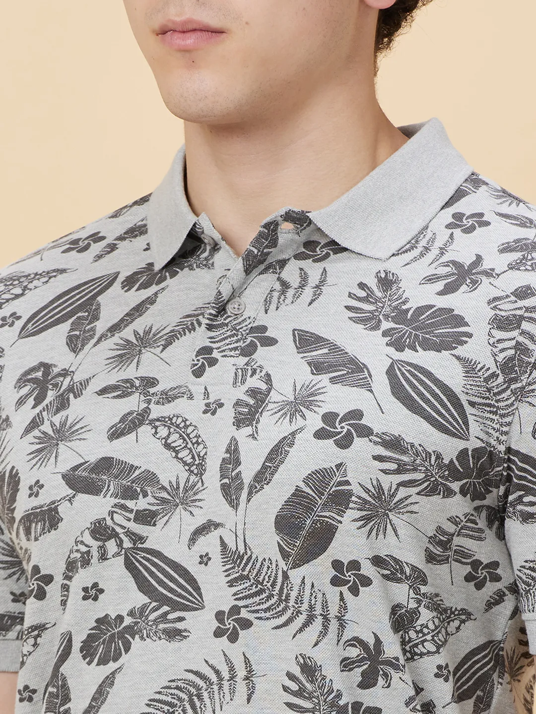Grey Regular Fit Men's Polo T-Shirt by Being Human Clothing - Image 5