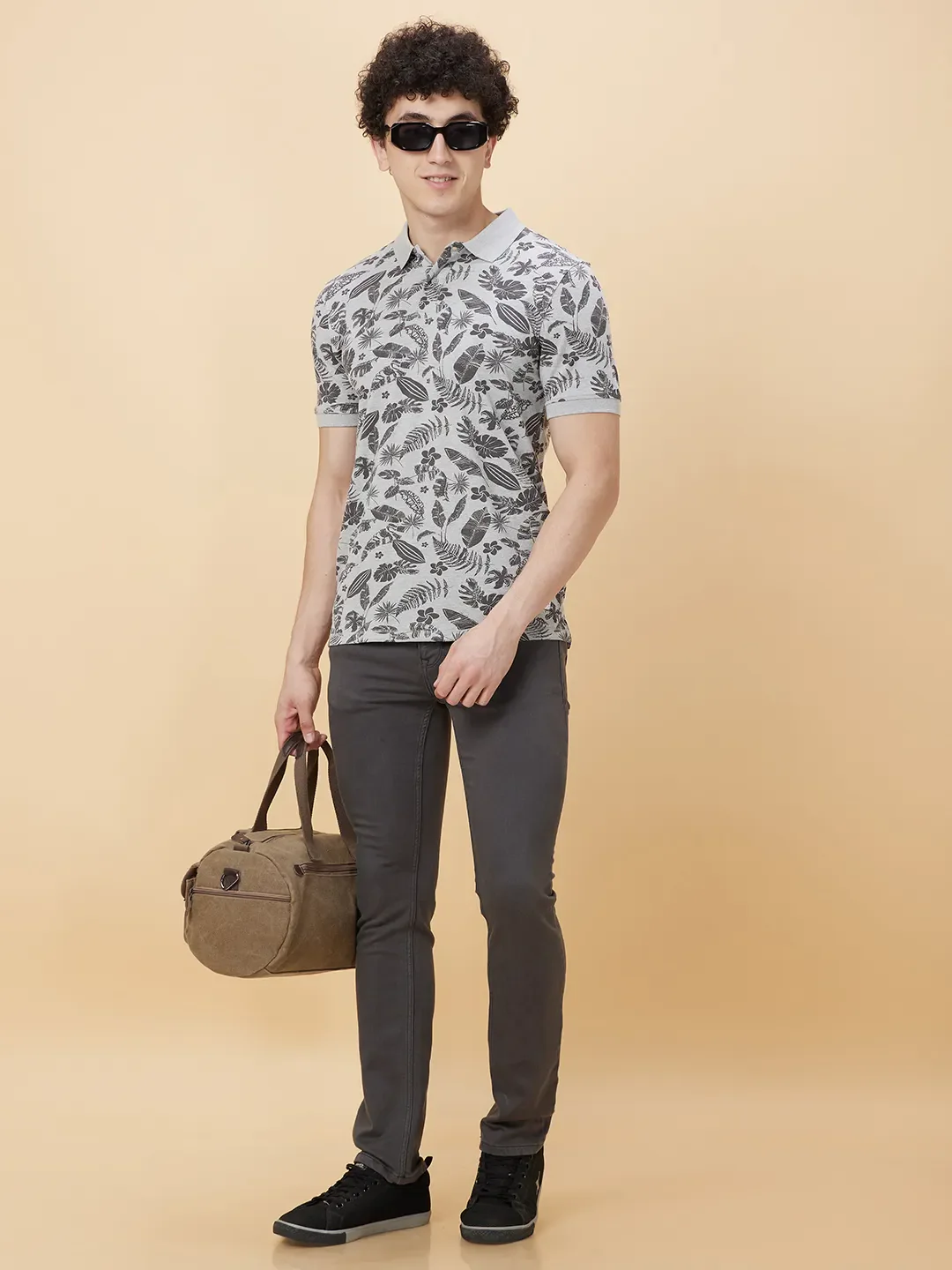 Grey Regular Fit Men's Polo T-Shirt by Being Human Clothing - Image 6