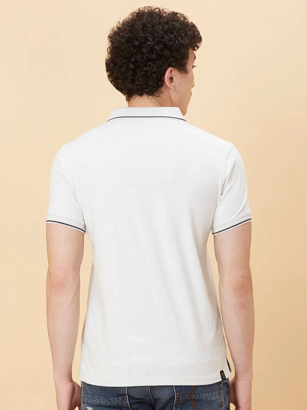 Light Grey Regular Fit Men's Polo T-shirt by Being Human Clothing - Image 3