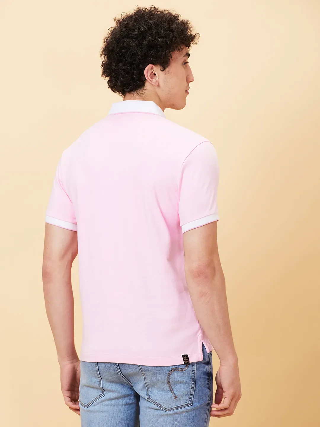 Pink Regular Fit Men's Polo T-Shirt by Being Human Clothing - Image 4