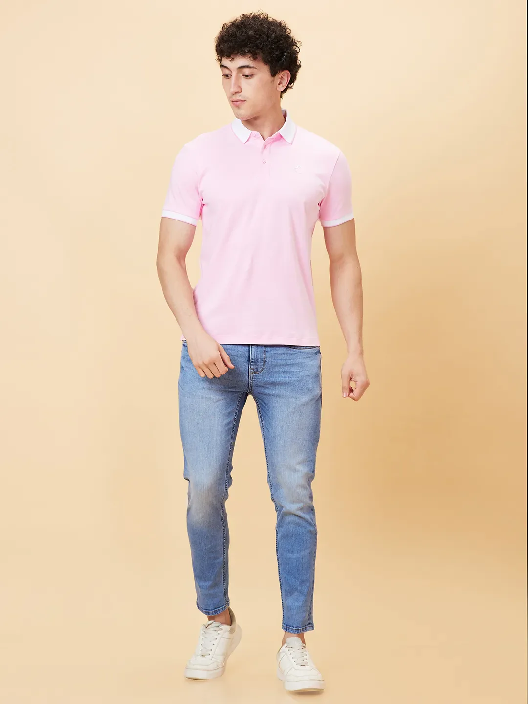 Pink Regular Fit Men's Polo T-Shirt by Being Human Clothing - Image 5