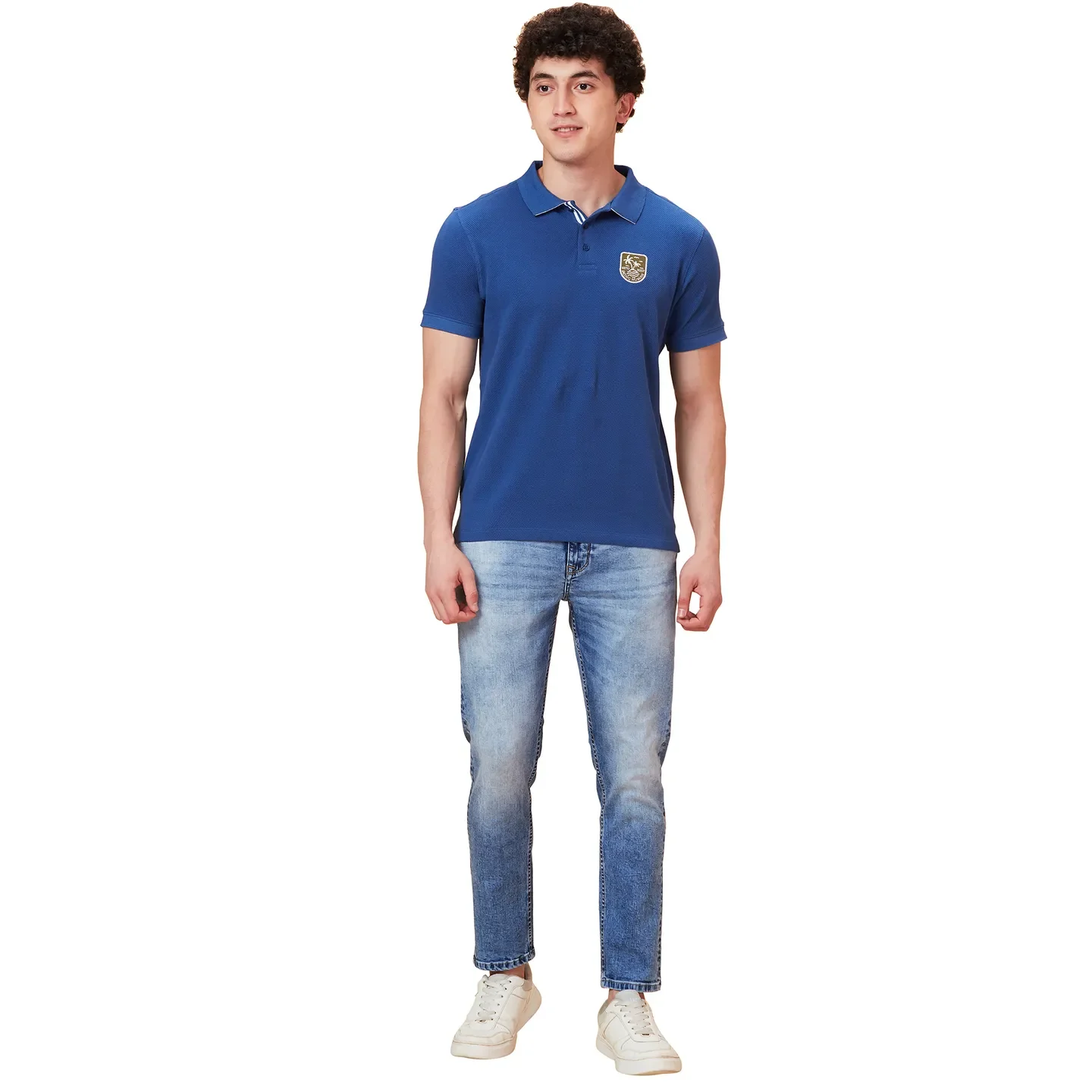 Blue Regular Fit Men's Polo T-Shirt by Being Human Clothing - Image 5