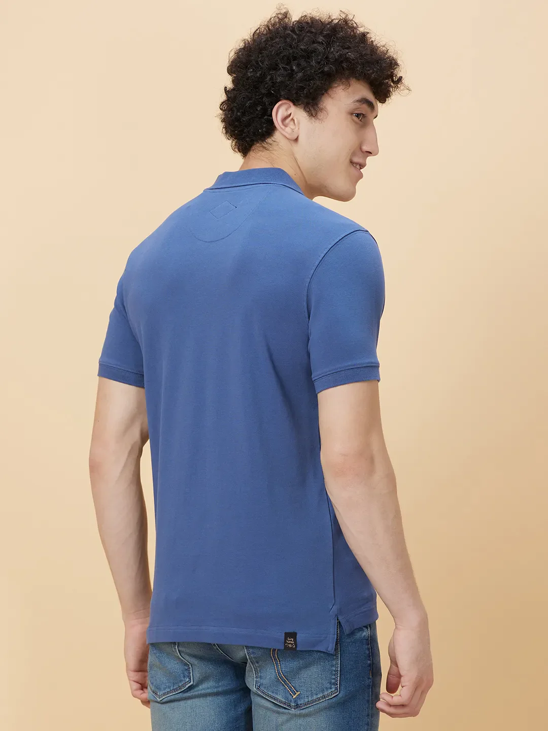 Blue Regular Fit Men's Polo T-Shirt by Being Human Clothing - Image 4