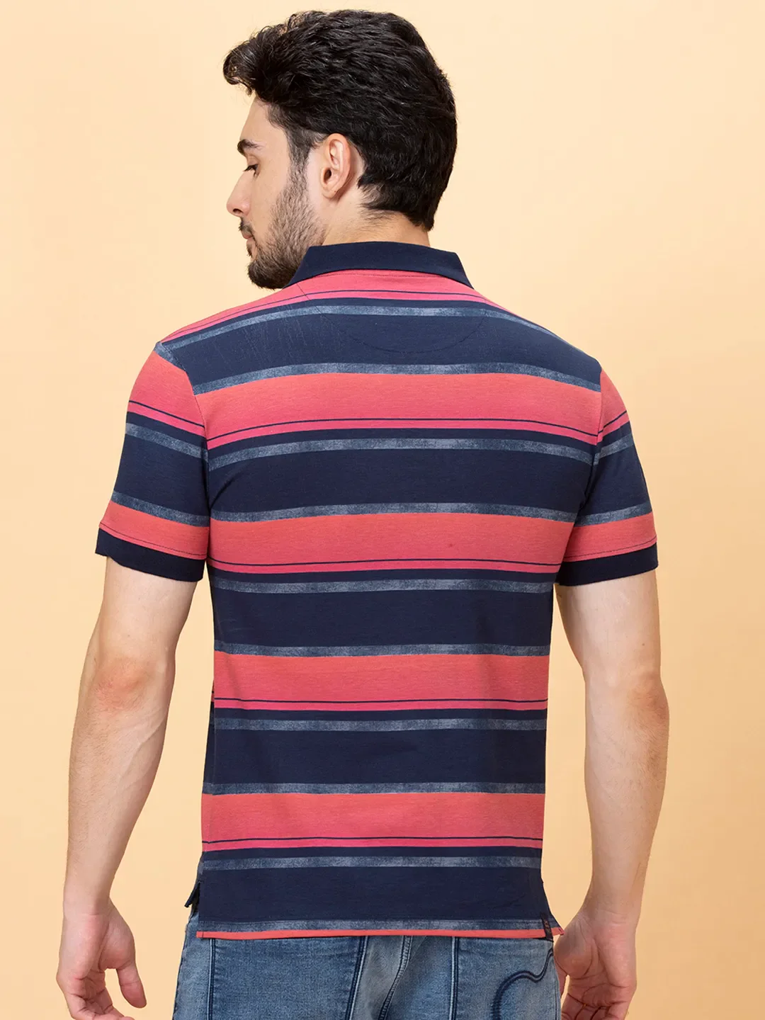 Midnight Blue Regular Fit Men's Polo T-shirt by Being Human Clothing - Image 3