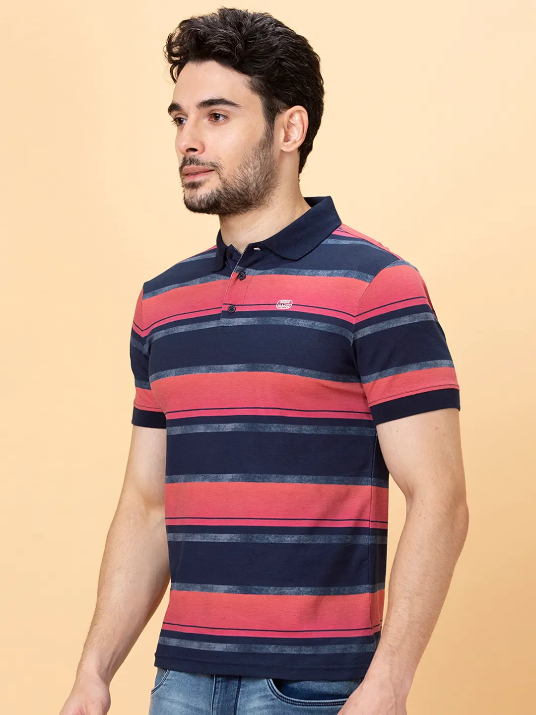 Midnight Blue Regular Fit Men's Polo T-shirt by Being Human Clothing - Image 4
