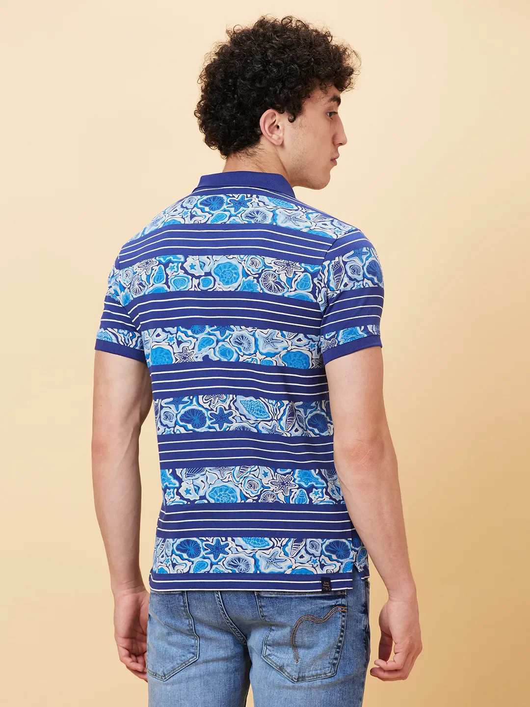 Midnight Blue Regular Fit Men's Polo T-shirt by Being Human Clothing - Image 4