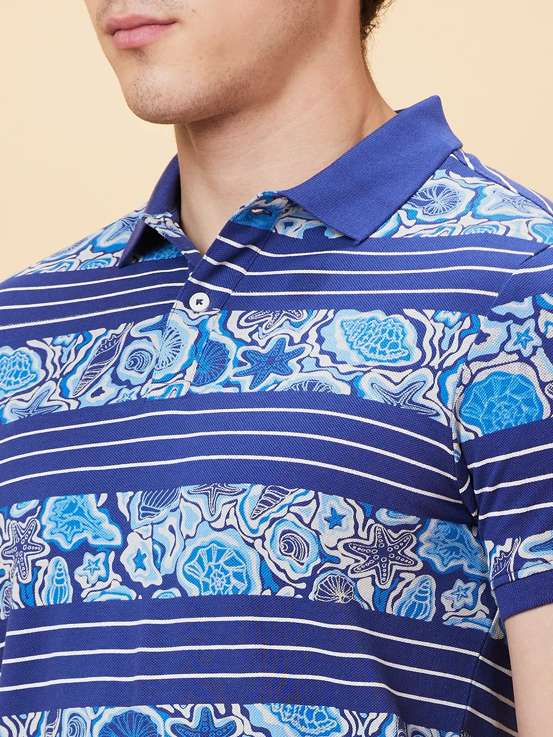 Midnight Blue Regular Fit Men's Polo T-shirt by Being Human Clothing - Image 5