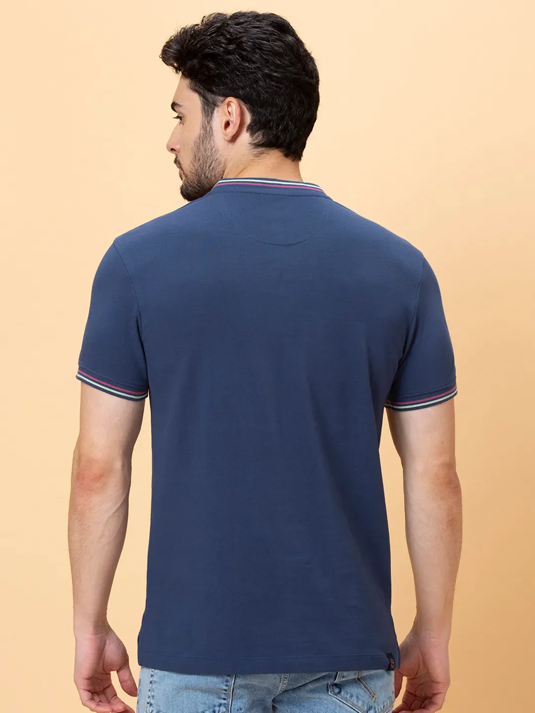 Blue Regular Fit Men's Polo T-Shirt by Being Human Clothing - Image 3