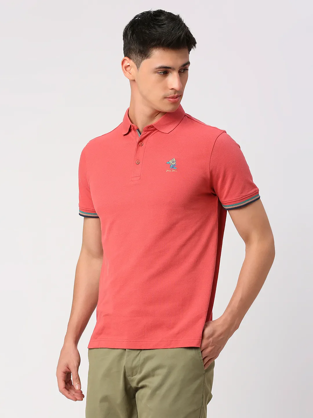 Red Regular Fit Men's Polo T-Shirt by Being Human Clothing - Image 2