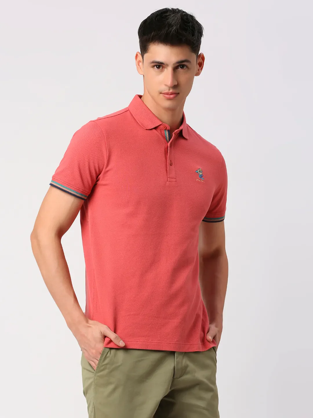 Red Regular Fit Men's Polo T-Shirt by Being Human Clothing - Image 3