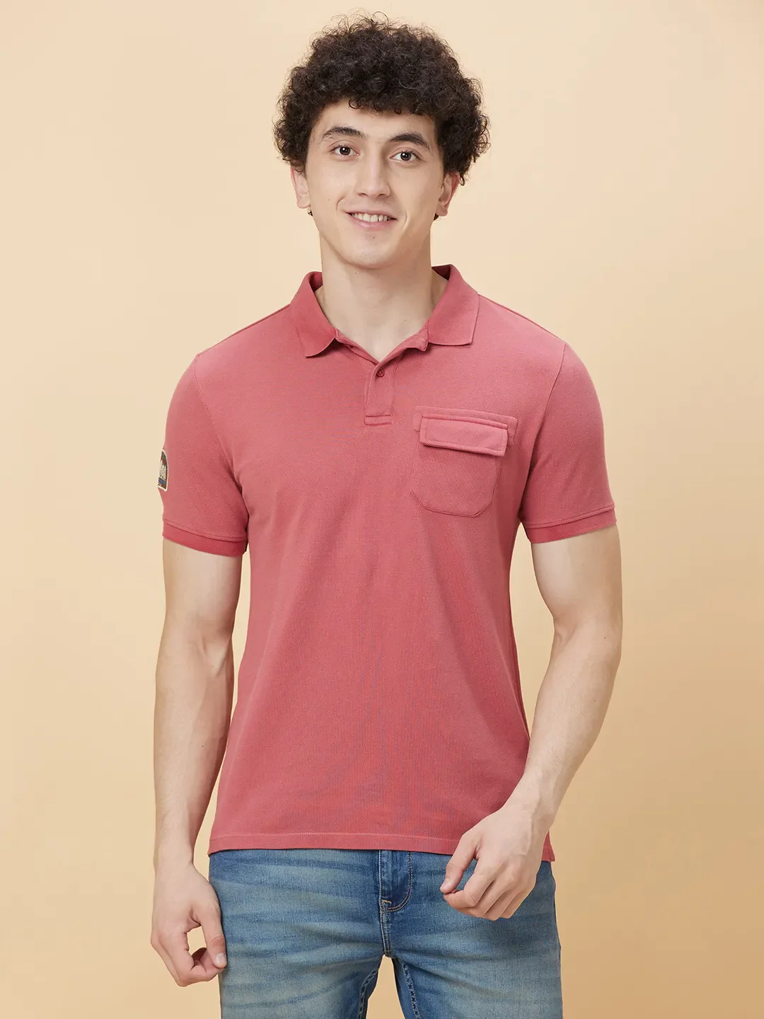 Red Regular Fit Men's Polo T-shirt by Being Human Clothing