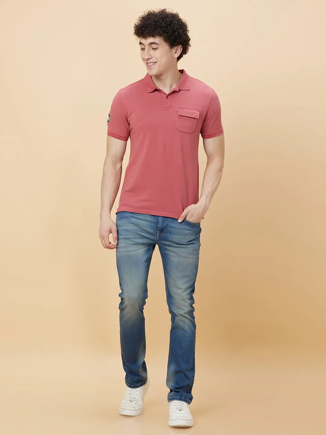 Red Regular Fit Men's Polo T-shirt by Being Human Clothing - Image 2