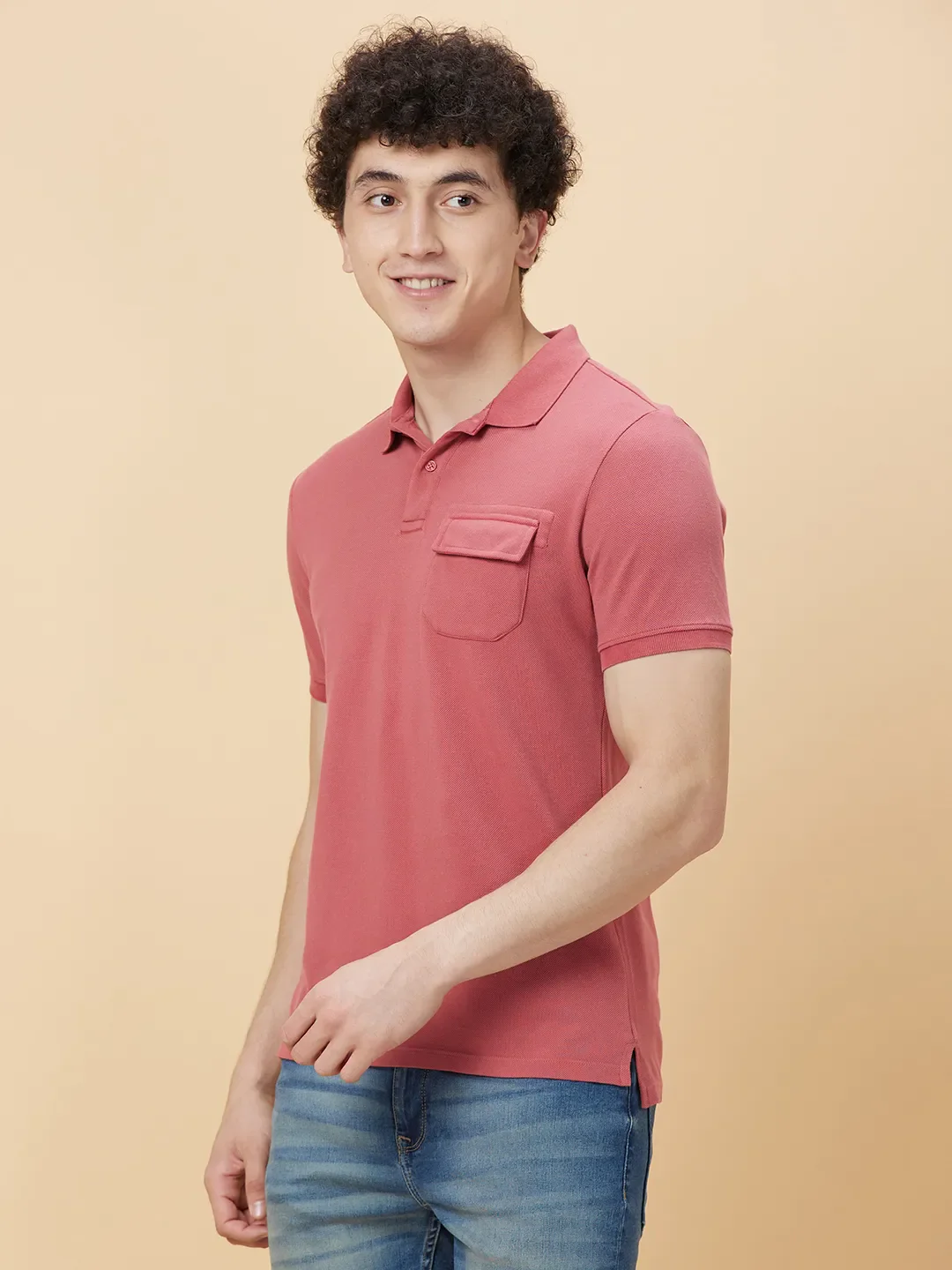 Red Regular Fit Men's Polo T-shirt by Being Human Clothing - Image 3
