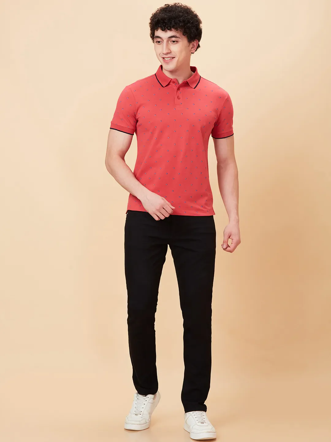 Red Regular Fit Men's Polo T-shirt by Being Human Clothing - Image 2