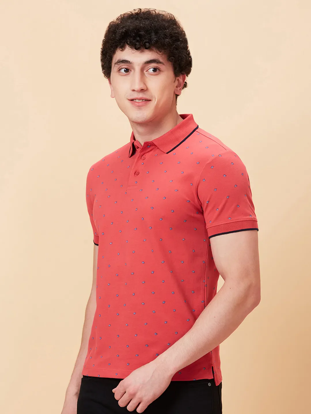 Red Regular Fit Men's Polo T-shirt by Being Human Clothing - Image 4